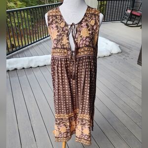 Spell &Gypsy Designs Vintage Brown Sleeveless Dress Medium